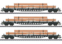 076-M47153 - H0 - Rungenwagen-Set mit Holzbeladung